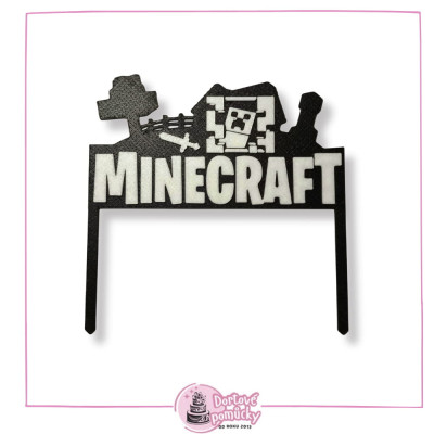 Minecraft silueta s nápisem - dortový zápich