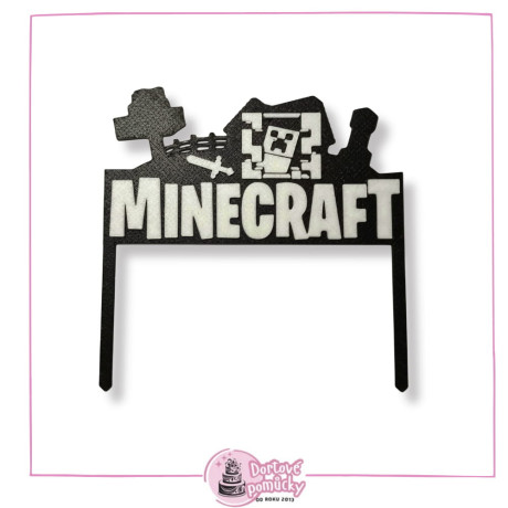Minecraft silueta s nápisem - dortový zápich