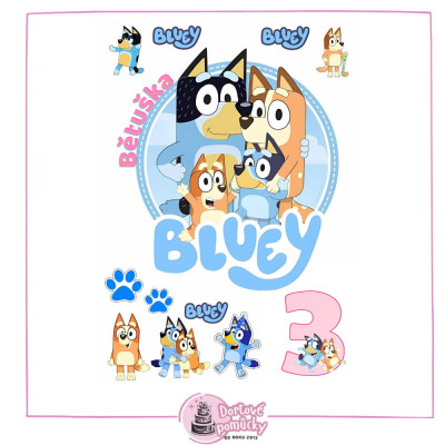 Jedlý papír Bluey – mix obrázků A4 | Dortová dekorace