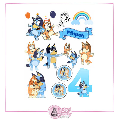 Jedlý papír Bluey – mix obrázků A4 | Dortová dekorace