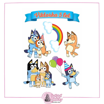 Jedlý papír Bluey – mix obrázků A4 | Dortová dekorace