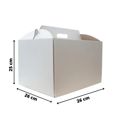 Obal na patrový dort 26×26×25 cm s uchem | Balení 1 kus