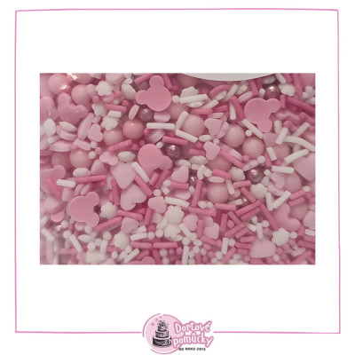 Cukrový posyp růžový mix – dětské veselé zdobení 50 g | Na dorty a muffiny