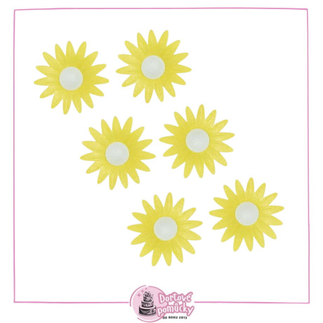 Žlutá jedlá kopretina z oplatky – dekorace 6 ks | Květinový efekt na dort