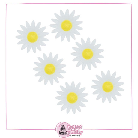 Bílá jedlá kopretina z oplatky – dekorace 6 ks | Květinový efekt na dort