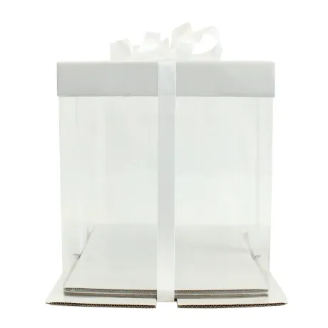 Vysoká krabice na dort 30×30×40 cm | Elegantní karton s průhlednými boky