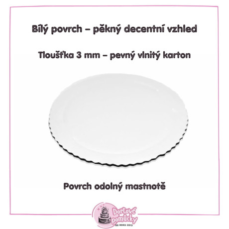 Kulatá dortová podložka bílá průměr 20 cm | Karton 3 mm