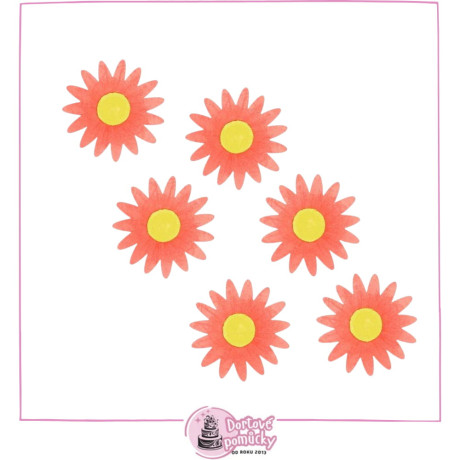 Červená jedlá kopretina z oplatky – dekorace 6 ks | Květinový efekt na dort