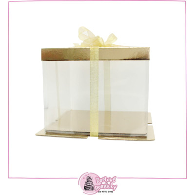 Vysoká krabice na dort 30×30×25 cm | Elegantní karton s průhlednými boky