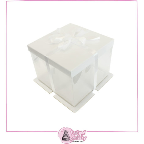 Vysoká krabice na dort 30×30×25 cm | Elegantní karton s průhlednými boky