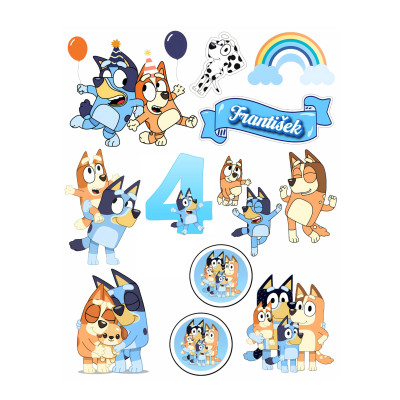 Jedlý papír Bluey – mix obrázků A4 | Dortová dekorace