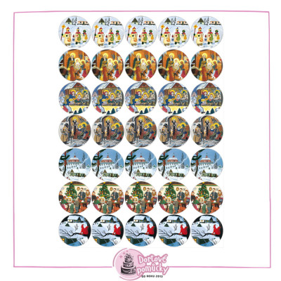 Tradiční české Vánoce – betlém, koledníci, zimní vesnice | Jedlý papír nebo fondánový list