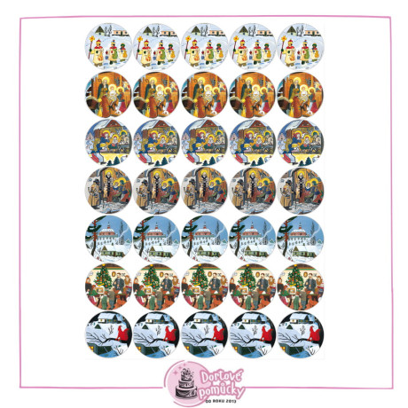 Tradiční české Vánoce – betlém, koledníci, zimní vesnice | Jedlý papír nebo fondánový list