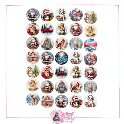 Vánoční aršík – Santa, zvířátka a andílci | Jedlý papír nebo fondánový list