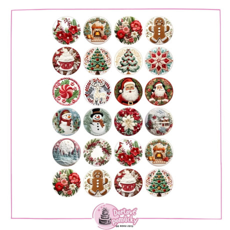 Vánoční aršík – perníček, sněhulák, Santa a stromeček | Jedlý papír nebo fondánový list