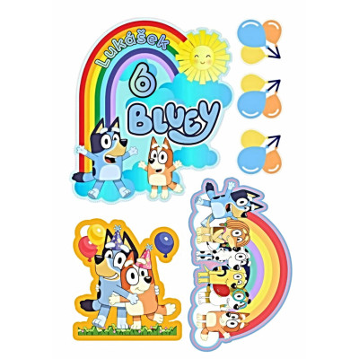 Jedlý papír Bluey – mix obrázků A4 | Dortová dekorace