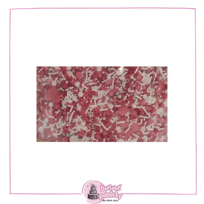 Cukrový posyp valentýnský mix – růžovo-bílé zdobení na sladkosti | 50 g