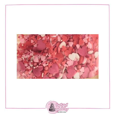 Cukrový posyp valentýnský mix – romantické zdobení se srdíčky | 50 g