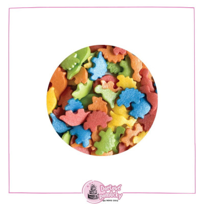 Cukrové dekorace dinosauři – barevné dětské zdobení | 10 g