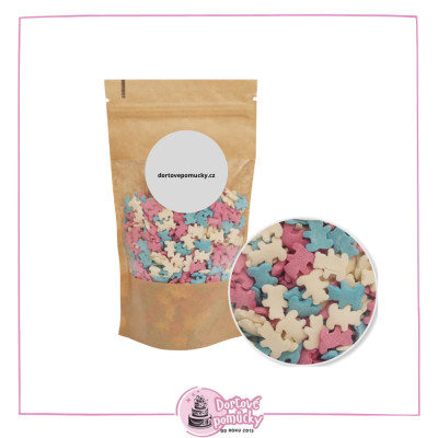 Cukrové dekorace pasteloví medvídci – perleťový mix | 10 g