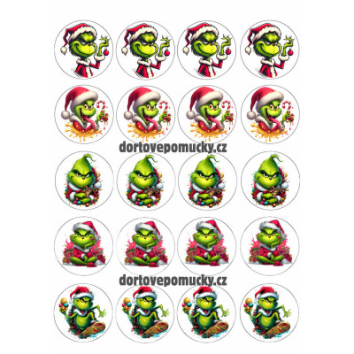 Grinch  na cupcake - jedlý papír