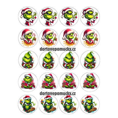 Grinch  na cupcake - jedlý papír