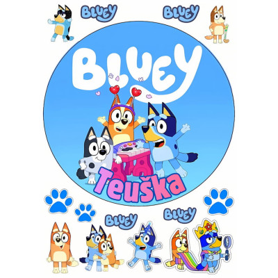 Jedlý papír Bluey – mix obrázků A4 | Dortová dekorace