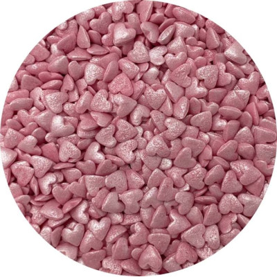 4Cake Cukrová srdíčka růžová perleťová (50 g) | Jedlé dekorace na dorty