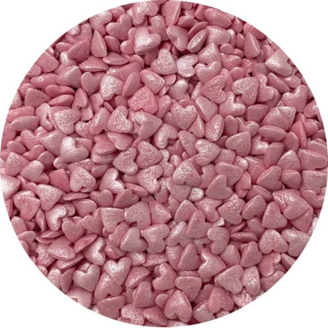 4Cake Cukrová srdíčka růžová perleťová (50 g) | Jedlé dekorace na dorty