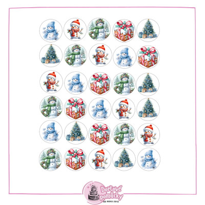 Vánoční sněhuláci a dárky – jedlý papír nebo fondánový list | Zimní motivy na cukroví
