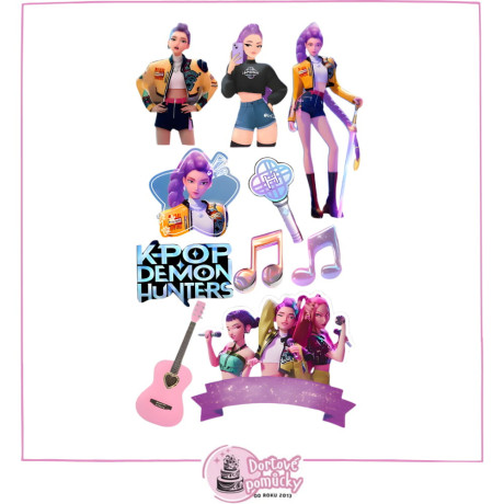K-POP Lovkyně démonů (Demon Hunters) – jedlý papír nebo fondánový list | Motiv na dort