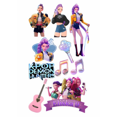 K-POP Lovkyně démonů (Demon Hunters) – jedlý papír nebo fondánový list | Motiv na dort
