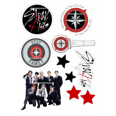 Jedlý obrázek na dort – Stray Kids (kompas & lightstick sada)