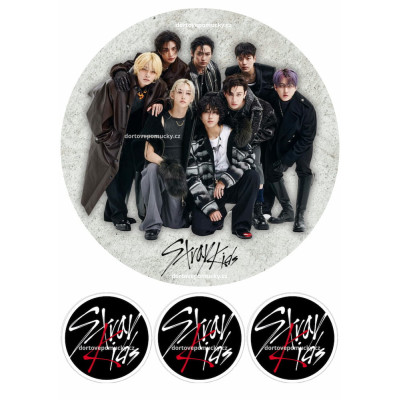 Jedlý papír Stray Kids – kulatý motiv + tři loga