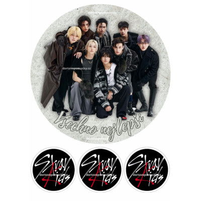 Jedlý papír Stray Kids – kulatý motiv + tři loga