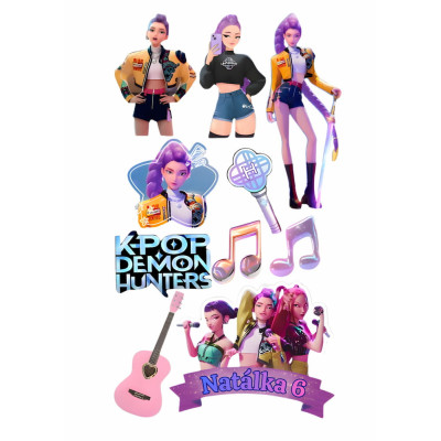 K-POP Lovkyně démonů (Demon Hunters) – jedlý papír nebo fondánový list | Motiv na dort