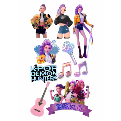 K-POP Lovkyně démonů (Demon Hunters) – jedlý papír nebo fondánový list | Motiv na dort