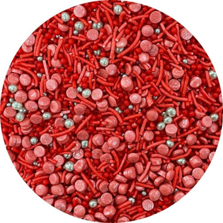 Cukrové zdobení stříbrné a červené Red Cocktail  50 g – cukrová dekorace na dorty a dezerty