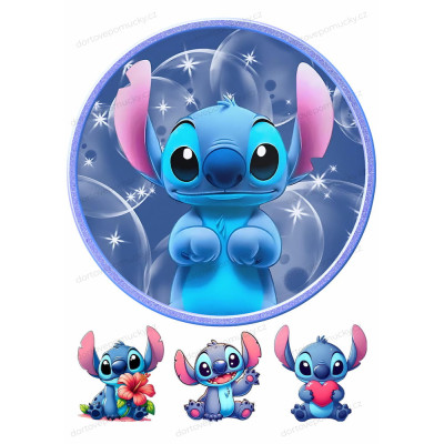 Jedlý papír a fondánový list – roztomilý modrý motiv na dort Stitch