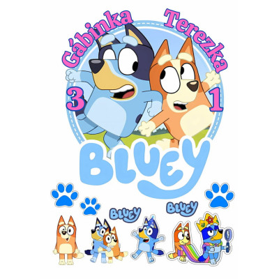 Jedlý papír Bluey – mix obrázků A4 | Dortová dekorace
