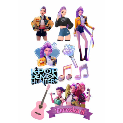 K-POP Lovkyně démonů (Demon Hunters) – jedlý papír nebo fondánový list | Motiv na dort