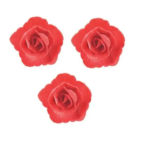 Čínská růže z jedlého papíru – červená | 3 ks Ø 3 cm