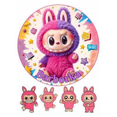 Jedlý papír Labubu č.3 – kulatý obrázek + postavičky | Dortová dekorace na přání