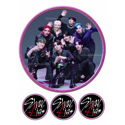 Jedlý papír Stray Kids – kulatý motiv + tři loga