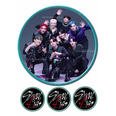 Jedlý papír Stray Kids č.7 - kulatý motiv + tři loga