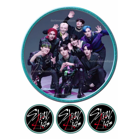 Jedlý papír Stray Kids č.7 - kulatý motiv + tři loga