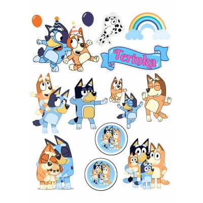 Jedlý papír Bluey – mix obrázků A4 | Dortová dekorace