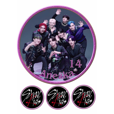 Jedlý papír Stray Kids – kulatý motiv + tři loga