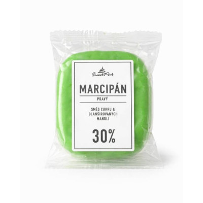 SweetArt Pravý marcipán zelený 30 % mandlí 150 g – modelovací cukrová hmota