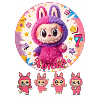 Jedlý papír Labubu č.3 – kulatý obrázek + postavičky | Dortová dekorace na přání